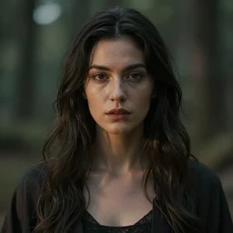 beautiful portrait of a dark soothsayer female, 35mm, cinematic shot, photorealistic, hard light, depth of field