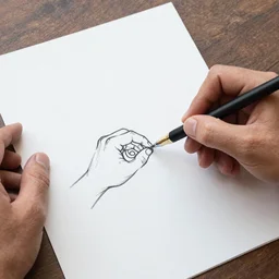 hand drawing man on a white paper