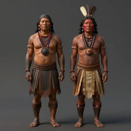 two indigenous people standing side by side, fantasy art, highly detailed, matte painting