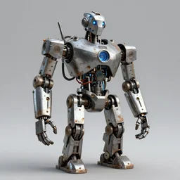 a robot made of scrap metal, blender render, photograph, mist, 8 k,