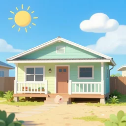 kids in hawai beach front house, day sky with happy sun and cloud, sketch, draw, ink art, b & w, by james jean and david diao