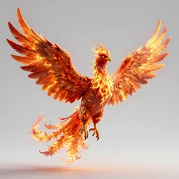hyperdetailed image of a phoenix with its full body flaming and wings spread 8 k extremely detailed hd hyperrealism fiery extremely accurate high definition