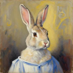 beautiful portrait of greek goddess rabbit painted by picasso and moebius with octain rederer