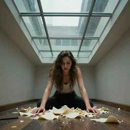 woman got stuck between the sticky floor and the glass ceiling, hypermaximalistic, high details, cinematic, 8k resolution, beautiful detailed, insanely intricate details, artstation trending, octane render, unreal engine,