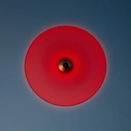 a large disk-shaped red glow in the sky,
