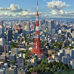 a detailed matte painting of Tokyo city from the makoto shinkai anime film kimi no ka wa, a city and highrise buildings, official art, cinematic view, HD wallpaper