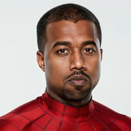 A photo of Kanye West in SpiderMan: No Way Home, ultra realistic facial details, enhanced faces, ultra photorealistic raytracing, 8k