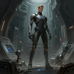 scifi art by greg rutkowski, a very tall, and slender man, activating the ship's self - destruct sequence, claustrophobic and futuristic environment, detailed and intricate environment, high technology, highly detailed portrait, digital painting, artstation, concept art, smooth, sharp foccus ilustration, artstation hq.