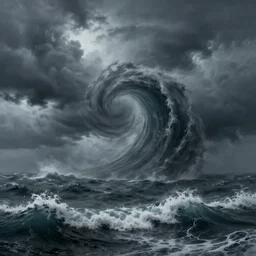 hyper realistic digital painting of stormy sea, matte painting, highly intrincate, swirl, unreal engine, octane render, 4 k, artstation, cgsociety, by william turner