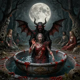 evil baptism, decay, ritual, full moon, plague, 1 0 0 0 best album covers, highly detailed, wide angle, beksinski, bradley, otherworldly, andre le notre, psychedelic