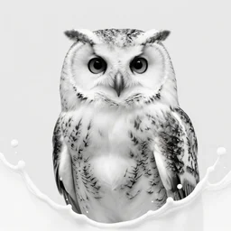 highly detailed beautiful black and white photography of a female owl, splash white background, sharp focus, dynamic lighting, elegant harmony, beauty, accurate photo, masterpiece, by riccardo federici, by james jean, by craig mullins, by makoto shinkai, by greg tocchini, illustration, ink, pen,