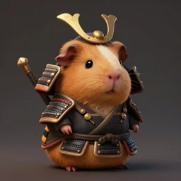 cute little anthropomorphic Guinea Pig Samurai , tiny, small,  short, Samurai outfit, cute and adorable, pretty, beautiful, DnD character art portrait, matte fantasy painting, DeviantArt Artstation, by Jason Felix by Steve Argyle by Tyler Jacobson by Peter Mohrbacher, cinematic lighting