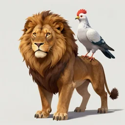 griffin, half ( lion ) half pigeon, with a pigeon head and a lion body, fantasy creature, digital art, illustration, highly detailed, artstation