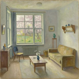 a painting of a drama room in spring, oil on canvas, by hammershoi
