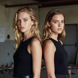 a beautiful 8 5 mm f 1. 8 commercial photography portrait of a young woman that looks like a combination of doutzen kroes and yolandi visser, urbex setting, photography by erwin olaf