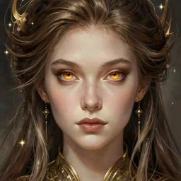 A fantasy magic woman portrait, sci-fi, amber eyes, face, long hair, fantasy, intricate, elegant, highly detailed, digital painting, artstation, concept art, smooth, sharp focus, illustration, art by artgerm and greg rutkowski and alphonse mucha