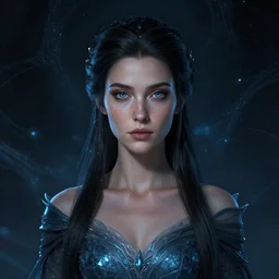 centered detailed portrait of the dark and beautiful ice queen, realistic character concept, beautiful crusader - women, identical eyes, gazing eyes, beautiful eyes medium shot, elegant pose, fantasy, illustration, slender symmetrical face and body, artstation, cinematic lighting, hyperdetailed, cgsociety, 8 k, high resolution, tom richmond, single face, insanely detailed and intricate, octane render, golden ratio, dark fractal background, vfx, postprocessing, freckles, alluring