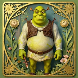 shrek in art nouveau style highly detailed digital art