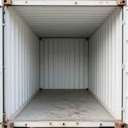 photo of interior view of a cargo container, clean, pristine, documentary photograph