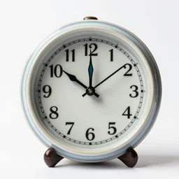 porcelain flip clock, high detail macro photography, isolated on a pure white background, centered, entire object in frame, sharp focus, soft studio lighting