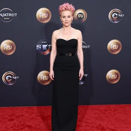 photo of a gorgeous Gillian Anderson pink hair punk hairstyle by Mario Testino, detailed, full body shot, award winning, Sony a7R