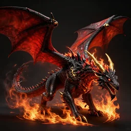 Attack of the Eldritch Dragon, black, red, gold, fire, chaos, High Fantasy, by Gary Gygax, artstationHD, artstationHQ, deviantar, octane, HD, 8k