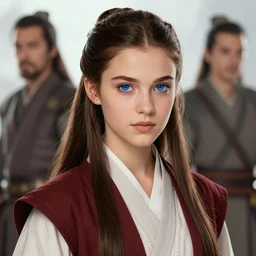 pretty blue eyed brunette girl!! gorgeous, beautiful, jedi, fire emblem, art by artgerm and greg rutkowski and magali villeneuve, portrait, d & d, fantasy, highly detailed, digital painting, trending on artstation, concept art, sharp focus, illustration