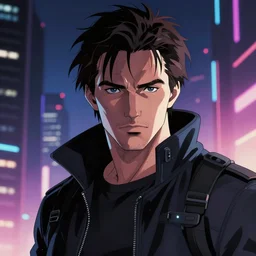 willam dafoe as the main character of a cyberpunk anime in the style of bladerunner by wlop and greg rutkowsky