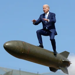 joe biden riding on top of a missle