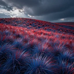 red blue grass