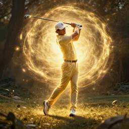 a new golf le fleur, volumetric golden natural light, dreamy enlightenment, alchemy, albedo, octane render, by zdzislaw beksinski, jack kirby, tom lovell, alex malveda, greg staples