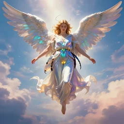 matte painting of a divine heavenly angel coming down from heaven, iridescent beetle, volumetric light, super colorful, gopro fov, by james zapata, sergey vasnev, trending on artstation