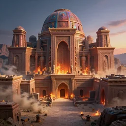 a beautiful hyperrealistic detailed 3 d render ancient buried alien tombs, by anton otto fischer, atey ghailan, unreal engine, octane render, gigantic, 3 d, brilliantly coloured, intricate, ultra wide angle, trending on artstation, embers, smoke, dust, dusk, volumetric lighting, hdr, polished, micro details, ray tracing, 4 k