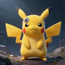 Pikachu assimilated by the Borg, cybernetic eye implant on its head