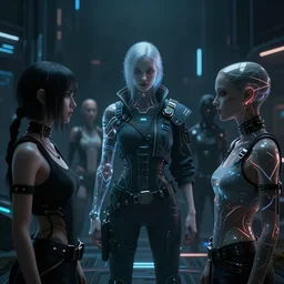 cyberpunk ethereal avatars meeting in the metaverse, by greg rutkowski, ominous, awe inspiring