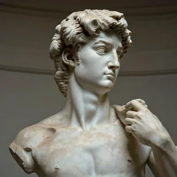 “ Vince Gillian, better call Saul, highly detailed, realistic, marble bust, Michelangelo sculpture, very old, very dusty”