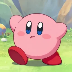 kirby smiles as he commits atrocities