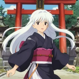 anime portrait of a young japanese girl with long white hair in traditional clothing at a shrine, fine detailed features, dynamic pose, gapmoe, trending on pixiv fanbox, makoto shinkai takashi takeuchi studio ghibli, akihiko yoshida, 4 k