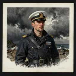 asset sheet, material study ( caricature ) coastguard captain by ( by mark ryden ) dark foreboding