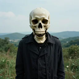 a portrait of a 💀 in a scenic environment by vito acconci