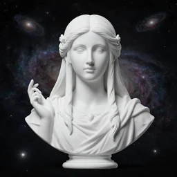 a portrait of a galaxy as an androgynous druid speaking, occult, ornate, minimal, bust by alphonse mucha, decorative art nouveau border, astrophotography, vast cosmos, digital illustration, trending on artstation