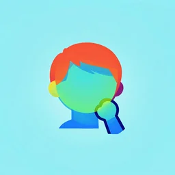 a simple head of someone thinking, simplistic logo, colorful,