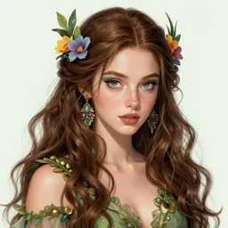 the portrait of chaotic good female colorful druid botanist as absurdly beautiful, gorgeous, elegant, young gravure idol, an ultrafine hyperdetailed illustration by irakli nadar, james jean, intricate linework, sharp focus, bright colors, octopath traveler, final fantasy, unreal engine 5 highly rendered, global illumination, radiant light, detailed and intricate environment