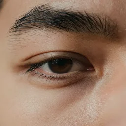 extreme close-up photo of tired eyes