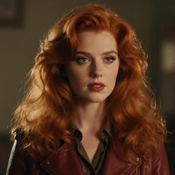 a portrait of a pretty young woman, red hair, wearing 1 9 8 0 s fashion, cinematic lighting, cinematic atmosphere, character concept art by wlop and artgerm, trending on artstation, 4 k detail, hyperdetailed, 8 k