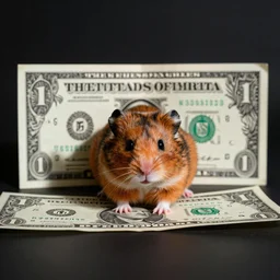photo of a us dollar bill featuring a hamster