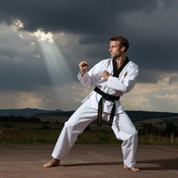 emmanuel macron doing tae kwon do