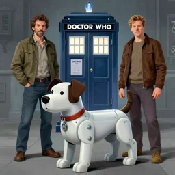 Sergio Bleda and Jérémy Petiqueux and Alex Maleev artwork of a retro robot dog shaped like k9 from doctor who