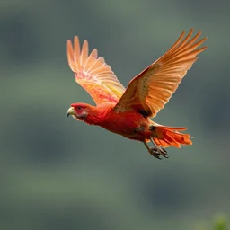 Flying scarlet phoenix, photograph,