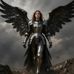 female angel with dark armoury